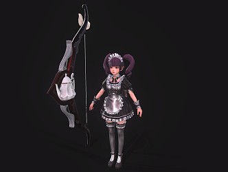 Cute little girl archer maid outfit 3d model