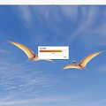 Two Pterosaurs Flying Gracefully In Clear Blue Sky With White Clouds