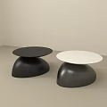 Modern Minimalist Two Side Tables With Black Base And White Tabletop Design 3d model