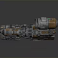 Futuristic Sci Fi Spacecraft 3D Model With Mechanical Engines And Green Lights