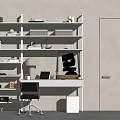 Modern desk and chair bookcase combination 3d model