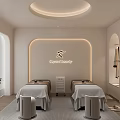Elegant Minimalist Beauty Salon Interior With Professional Facial Treatment Beds And Cozy Relaxing Atmosphere