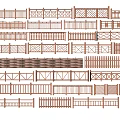 Various Wooden Fence Designs With Different Styles Patterns and Structures 3d model