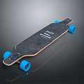Sports Equipment Longboard Skateboard With Blue Wheels And Black Wooden Deck For Sports