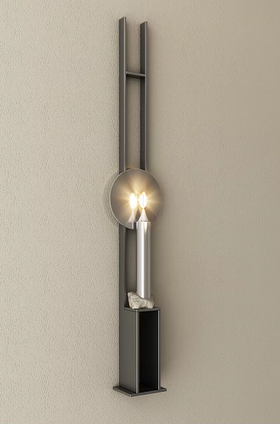 Modern Wall Sconce With Metal Frame Round Light Plate And Illuminated Design 3d model