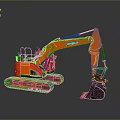 Orange Hyundai Functional Construction Vehicle With Crawler Tracks And Digging Bucket
