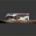 Delicious Purple Coated Layered Cake With Cream Filling On Wooden Plate