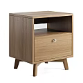 Modern Minimalist Wooden Bedside Table With Single Drawer And Tapered Legs