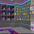 Modern Yujianchao Store Interior Design With Neon Lights Purple Pink Decor And Cabinets