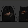 KASHMIR TEXTILE Black Drawstring Bag And Box With Orange Triangular Logo Daily Essentials