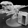 Detailed Artillery Weapon Model with Gun Barrel Mount Base and Storage Box