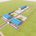 Bird's-eye view of modern factory building 3d model