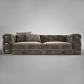 Gray Two Seater Sofa With Diamond Tufted Design And Gold Nailhead Accents