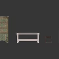 Vintage Green Shelf Wooden Dining Table Small Stool And Wooden Chair Furniture Collection