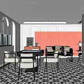 Jianou Chess and Cards Room National Tide Chess and Cards Room Mahjong Room Mahjong Table Combination Mahjong Hall Entertainment Space Sofa Coffee Table Background Wall 3d model