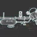 Steampunk Weapon With Rusted Metal Structure Mechanical Pipes And Pressure Gauge