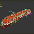 Red Electric Train Locomotive With White Stripes And Aerodynamic Exterior Design