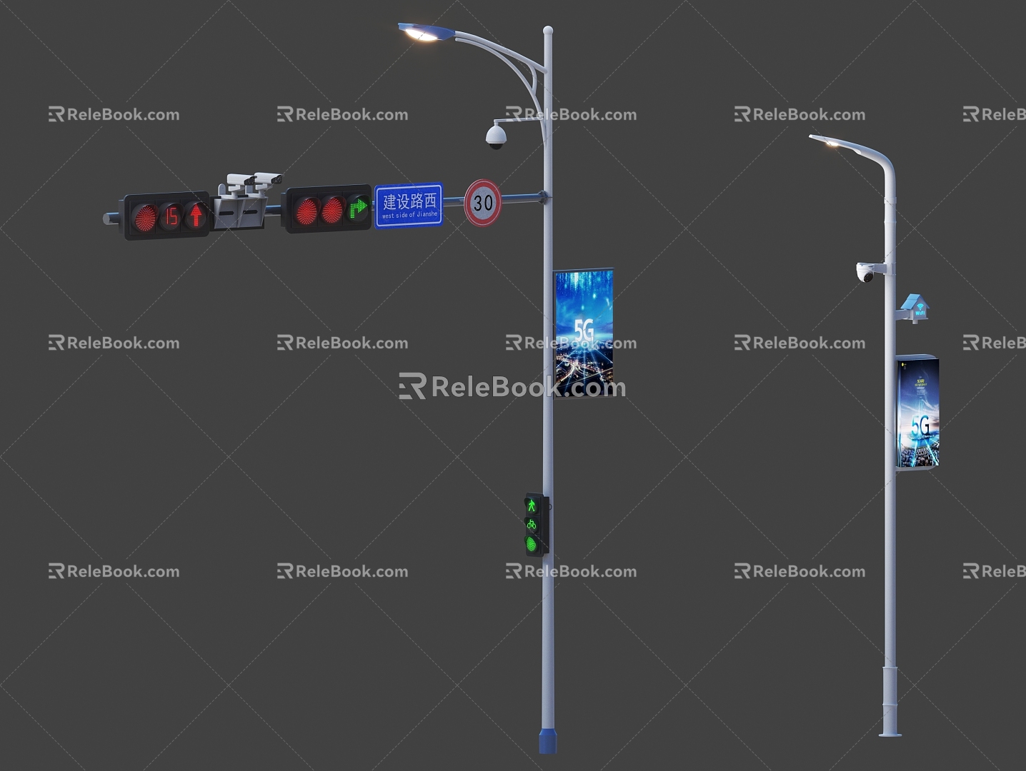 Smart traffic lights 5G smart street lights 3d model