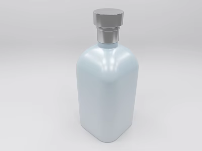 White Wine Bottle With Silver Cap 3D Rendering On Light Gray Background 3d model