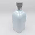 White Wine Bottle With Silver Cap 3D Rendering On Light Gray Background