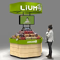 Display Shelves With Green Top And Multiple Layers For LIUM Brand Packaged Fresh Goods