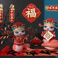 Year of the Snake Mascot Cartoon Snake New Year Ornaments 3d model