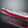 Modern Red And White Ship With Multi Level Exterior Structure