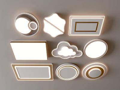Modern Ceiling Lights with Various Shapes Round Square Cloud and Frame Styles for Indoor Design 3d model