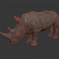Realistic Rhinoceros 3D Model With Detailed Texture On Dark Reflective Surface 3d model