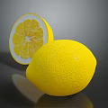 Fresh Yellow Lemons With Whole And Sliced Fruit On Dark Reflective Surface