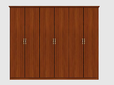 Classic Brown Wooden File Cabinet Featuring Multiple Doors And Metal Handles 3d model