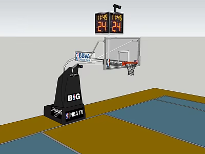NBA Basketball Hoop Sports Equipment With Backboard 24 Second Shot Clock And BIG NBA TV Logo 3d model