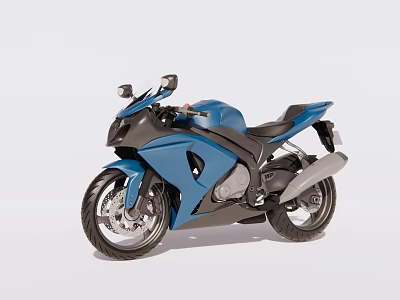 Blue Sport Motorcycle With Sleek Modern Design Aerodynamic Bodywork Headlights And Black Seat 3d model