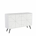 Modern Wooden Cabinet With Geometric Pattern Doors And Black Legs