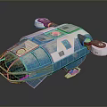 Blue Futuristic Spaceship Model With Transparent Cockpit White Thrusters And Detailed Body