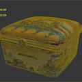 Colorful Decorative Box With Painted Wave Patterns Ship Design And Gold Trim