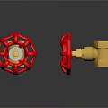 Yellow Hardware Valves With Red Wheel Handles Durable Industrial Tools 3d model