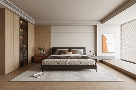 Bedroom Background Double Bed 3d model