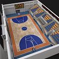 Spacious Modern Basketball Gym Interior With Full Size Court Spectator Seats And Digital Scoreboards