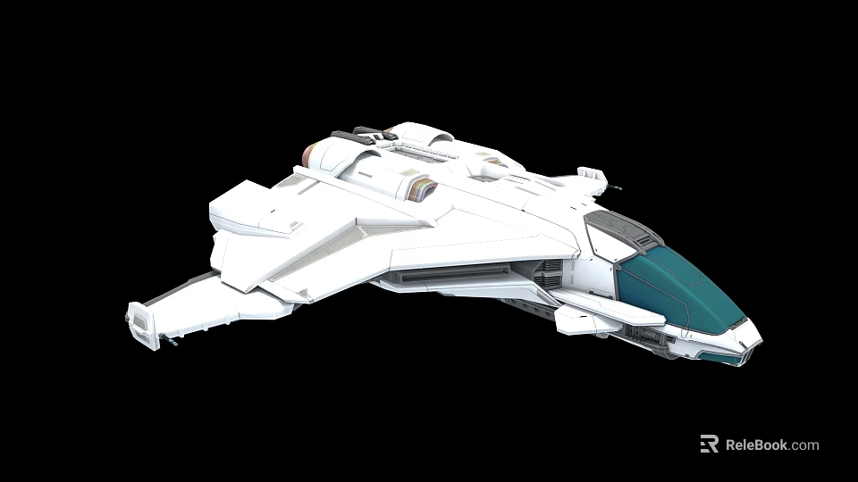 Futuristic White And Teal Weapon With Aerodynamic Structure And Advanced System 3d model
