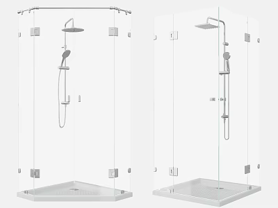 Modern Shower Sauna Enclosure Design With Glass Panels And Rainfall Showerhead 3d model