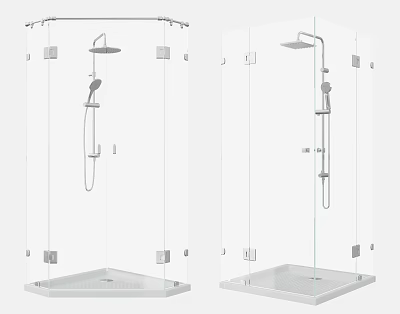 Modern Shower Sauna Enclosure Design With Glass Panels And Rainfall Showerhead 3d model