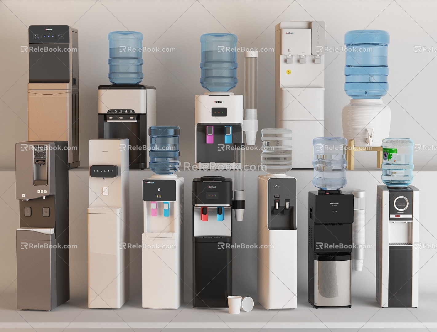 Water dispenser combination direct drinking machine tea bar machine water purifier bottled water mineral water cup 3d model