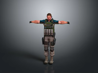 Realistic Style Soldier Soldier Tactical Vest Combat Boots Tactical Gloves Military Pants Weapon Equipment Game Character Soldier Warrior Character 3d model