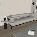 Modern Light Gray Fabric Two Seater Sofa Interior With Side Table And Floor Lamp 3d model