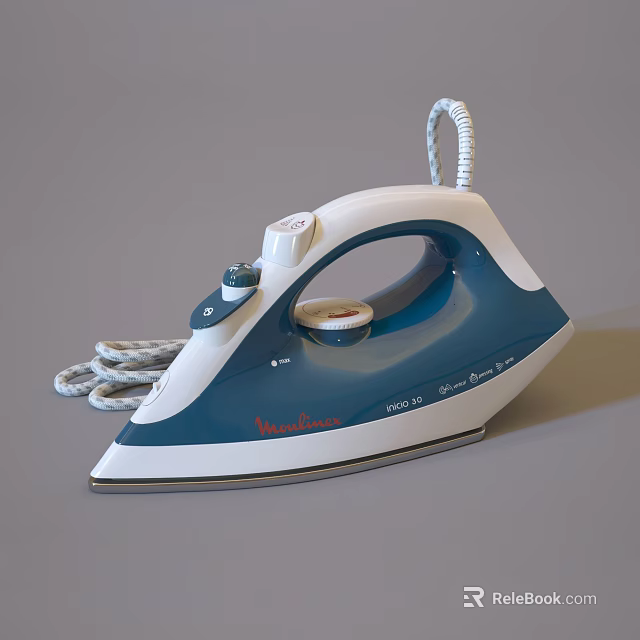 Smart Electric Iron Design With Functional Knobs And Power Cord 3d model 