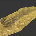 Natural Rustic Wooden Log With Scattered Wood Shavings And Green Leaves On Dark Background
