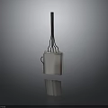 Silver Metal Kitchen Whisk With Square Base Slender Strips And Side Handle Design