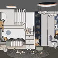 Kids Room Interior Design With Bed Bookshelf Toys Round Rug And Study Chair