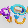 Colorful Kids Snorkel Masks And Snorkels With Vibrant Blue Purple Orange Tones